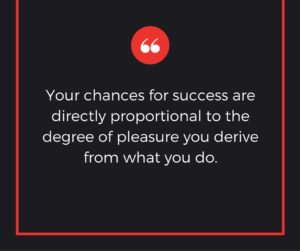 Your chances for success are directly proportional to the degree of pleasure you derive from what you do. 8-1